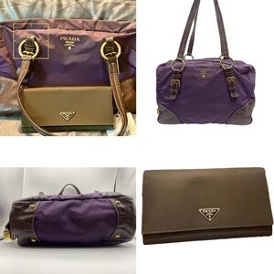 Vintage Prada canvas leather bag and matching wallet in another listing.